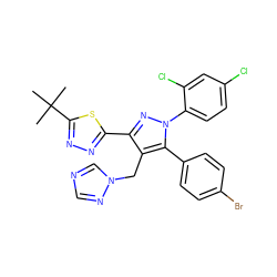 CC(C)(C)c1nnc(-c2nn(-c3ccc(Cl)cc3Cl)c(-c3ccc(Br)cc3)c2Cn2cncn2)s1 ZINC000058575341