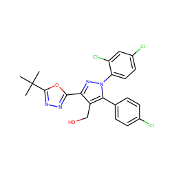 CC(C)(C)c1nnc(-c2nn(-c3ccc(Cl)cc3Cl)c(-c3ccc(Cl)cc3)c2CO)o1 ZINC000045484457