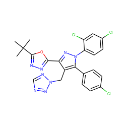 CC(C)(C)c1nnc(-c2nn(-c3ccc(Cl)cc3Cl)c(-c3ccc(Cl)cc3)c2Cn2ncnn2)o1 ZINC000049877558