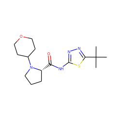 CC(C)(C)c1nnc(NC(=O)[C@@H]2CCCN2C2CCOCC2)s1 ZINC000147461195