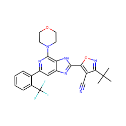 CC(C)(C)c1noc(-c2nc3cc(-c4ccccc4C(F)(F)F)nc(N4CCOCC4)c3[nH]2)c1C#N ZINC000147580326