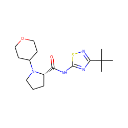 CC(C)(C)c1nsc(NC(=O)[C@@H]2CCCN2C2CCOCC2)n1 ZINC000147469094