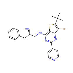 CC(C)(C)c1sc2c(NC[C@H](N)Cc3ccccc3)nc(-c3ccncc3)nc2c1Br ZINC000223662493