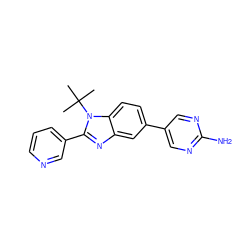 CC(C)(C)n1c(-c2cccnc2)nc2cc(-c3cnc(N)nc3)ccc21 ZINC000169703419