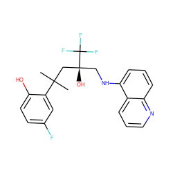 CC(C)(C[C@@](O)(CNc1cccc2ncccc12)C(F)(F)F)c1cc(F)ccc1O ZINC000064528122