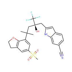 CC(C)(C[C@@](O)(Cc1cc2ccc(C#N)cc2[nH]1)C(F)(F)F)c1cc(S(C)(=O)=O)cc2c1OCC2 ZINC000072318478