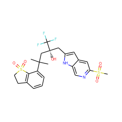 CC(C)(C[C@](O)(Cc1cc2cc(S(C)(=O)=O)ncc2[nH]1)C(F)(F)F)c1cccc2c1S(=O)(=O)CC2 ZINC000299837648