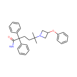 CC(C)(CCC(C(N)=O)(c1ccccc1)c1ccccc1)N1CC(Oc2ccccc2)C1 ZINC000034984672