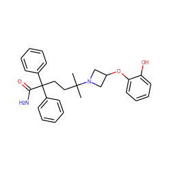 CC(C)(CCC(C(N)=O)(c1ccccc1)c1ccccc1)N1CC(Oc2ccccc2O)C1 ZINC000073139038