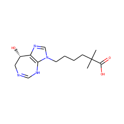 CC(C)(CCCCn1cnc2c1NC=NC[C@@H]2O)C(=O)O ZINC000013807374