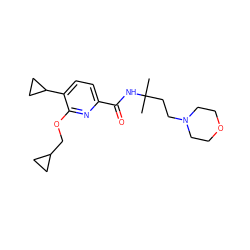 CC(C)(CCN1CCOCC1)NC(=O)c1ccc(C2CC2)c(OCC2CC2)n1 ZINC000207733875