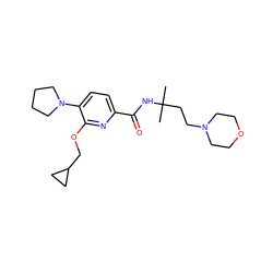 CC(C)(CCN1CCOCC1)NC(=O)c1ccc(N2CCCC2)c(OCC2CC2)n1 ZINC000207728443