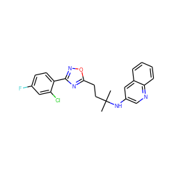 CC(C)(CCc1nc(-c2ccc(F)cc2Cl)no1)Nc1cnc2ccccc2c1 ZINC000040918954