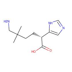 CC(C)(CN)CC[C@@H](C(=O)O)c1cnc[nH]1 ZINC000026270168