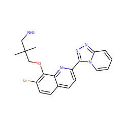 CC(C)(CN)COc1c(Br)ccc2ccc(-c3nnc4ccccn34)nc12 ZINC000096175018