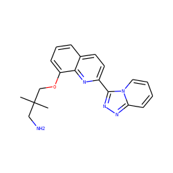 CC(C)(CN)COc1cccc2ccc(-c3nnc4ccccn34)nc12 ZINC000096174964