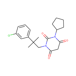 CC(C)(CN1C(=O)CC(=O)N(C2CCCC2)C1=O)c1cccc(Cl)c1 ZINC000101678006