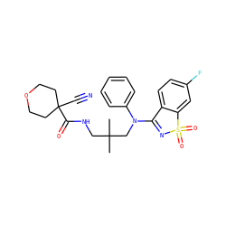 CC(C)(CNC(=O)C1(C#N)CCOCC1)CN(C1=NS(=O)(=O)c2cc(F)ccc21)c1ccccc1 ZINC000064559821