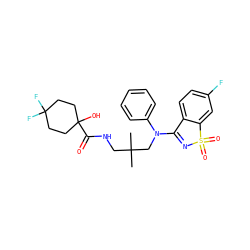 CC(C)(CNC(=O)C1(O)CCC(F)(F)CC1)CN(C1=NS(=O)(=O)c2cc(F)ccc21)c1ccccc1 ZINC000064573660