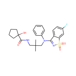 CC(C)(CNC(=O)C1(O)CCCC1)CN(C1=NS(=O)(=O)c2cc(F)ccc21)c1ccccc1 ZINC000064549710