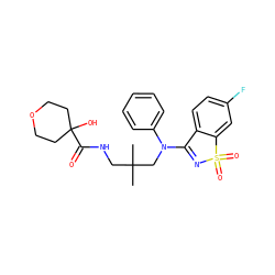 CC(C)(CNC(=O)C1(O)CCOCC1)CN(C1=NS(=O)(=O)c2cc(F)ccc21)c1ccccc1 ZINC000064550107