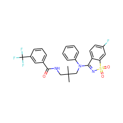 CC(C)(CNC(=O)c1cccc(C(F)(F)F)c1)CN(C1=NS(=O)(=O)c2cc(F)ccc21)c1ccccc1 ZINC000064549592