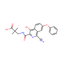 CC(C)(CNC(=O)c1nc(C#N)c2cc(Oc3ccccc3)ccc2c1O)C(=O)O ZINC000146714306