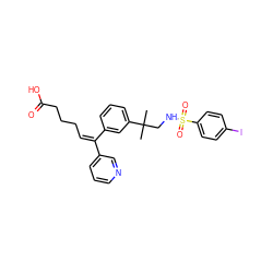 CC(C)(CNS(=O)(=O)c1ccc(I)cc1)c1cccc(/C(=C\CCCC(=O)O)c2cccnc2)c1 ZINC000003927201