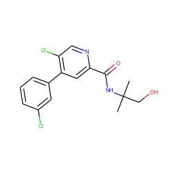 CC(C)(CO)NC(=O)c1cc(-c2cccc(Cl)c2)c(Cl)cn1 ZINC000149227968