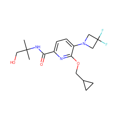 CC(C)(CO)NC(=O)c1ccc(N2CC(F)(F)C2)c(OCC2CC2)n1 ZINC000207733622