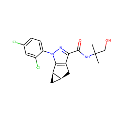 CC(C)(CO)NC(=O)c1nn(-c2ccc(Cl)cc2Cl)c2c1C[C@H]1C[C@@H]21 ZINC000299820533