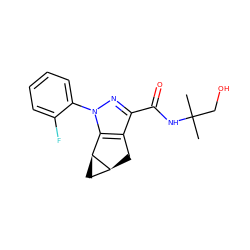 CC(C)(CO)NC(=O)c1nn(-c2ccccc2F)c2c1C[C@H]1C[C@@H]21 ZINC000299821644