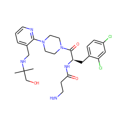 CC(C)(CO)NCc1cccnc1N1CCN(C(=O)[C@@H](Cc2ccc(Cl)cc2Cl)NC(=O)CCN)CC1 ZINC000036285129