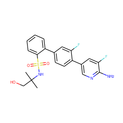 CC(C)(CO)NS(=O)(=O)c1ccccc1-c1ccc(-c2cnc(N)c(F)c2)c(F)c1 ZINC000224776052