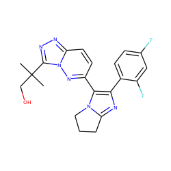 CC(C)(CO)c1nnc2ccc(-c3c(-c4ccc(F)cc4F)nc4n3CCC4)nn12 ZINC000063298152