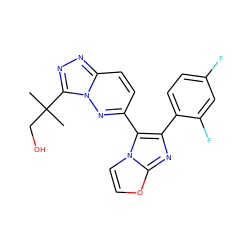 CC(C)(CO)c1nnc2ccc(-c3c(-c4ccc(F)cc4F)nc4occn34)nn12 ZINC000063298136