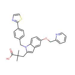CC(C)(Cc1cc2cc(OCc3ccccn3)ccc2n1Cc1ccc(-c2nccs2)cc1)C(=O)O ZINC000043011136
