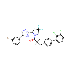 CC(C)(Cc1ccc(-c2cccc(Cl)c2Cl)cc1)C(=O)N1CC(F)(F)C[C@H]1c1ncc(-c2cccc(Br)c2)[nH]1 ZINC000072148963