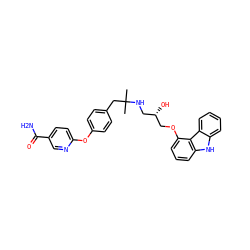 CC(C)(Cc1ccc(Oc2ccc(C(N)=O)cn2)cc1)NC[C@H](O)COc1cccc2[nH]c3ccccc3c12 ZINC000002005848