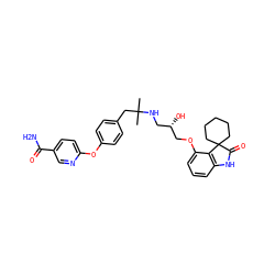 CC(C)(Cc1ccc(Oc2ccc(C(N)=O)cn2)cc1)NC[C@H](O)COc1cccc2c1C1(CCCCC1)C(=O)N2 ZINC000028958060