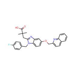 CC(C)(Cc1nc2cc(OCc3ccc4ccccc4n3)ccc2n1Cc1ccc(F)cc1)C(=O)O ZINC000219478025