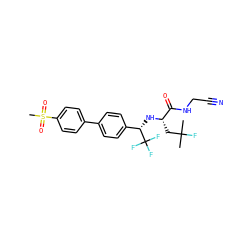CC(C)(F)C[C@H](N[C@@H](c1ccc(-c2ccc(S(C)(=O)=O)cc2)cc1)C(F)(F)F)C(=O)NCC#N ZINC000064559496