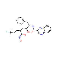 CC(C)(F)CC[C@@H](C[C@H](O)[C@H](Cc1ccccc1)NC(=O)c1cnc2ccccc2n1)C(=O)NO ZINC000026274298