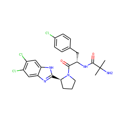 CC(C)(N)C(=O)N[C@@H](Cc1ccc(Cl)cc1)C(=O)N1CCC[C@H]1c1nc2cc(Cl)c(Cl)cc2[nH]1 ZINC000064527576