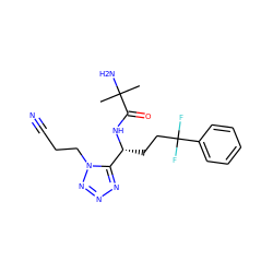 CC(C)(N)C(=O)N[C@H](CCC(F)(F)c1ccccc1)c1nnnn1CCC#N ZINC000040408446