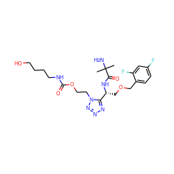 CC(C)(N)C(=O)N[C@H](COCc1ccc(F)cc1F)c1nnnn1CCOC(=O)NCCCCO ZINC000029041197