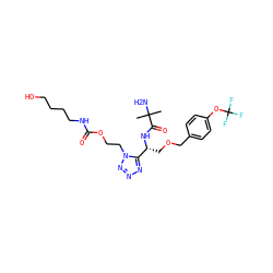 CC(C)(N)C(=O)N[C@H](COCc1ccc(OC(F)(F)F)cc1)c1nnnn1CCOC(=O)NCCCCO ZINC000029041213