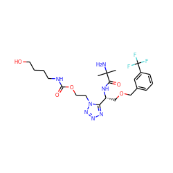 CC(C)(N)C(=O)N[C@H](COCc1cccc(C(F)(F)F)c1)c1nnnn1CCOC(=O)NCCCCO ZINC000029041207