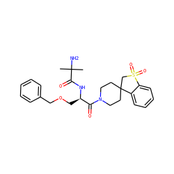 CC(C)(N)C(=O)N[C@H](COCc1ccccc1)C(=O)N1CCC2(CC1)CS(=O)(=O)c1ccccc12 ZINC000013687633