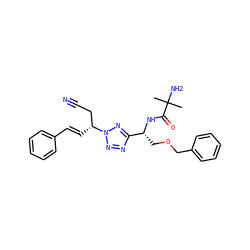 CC(C)(N)C(=O)N[C@H](COCc1ccccc1)c1nnn([C@H](/C=C/c2ccccc2)CC#N)n1 ZINC000029126850